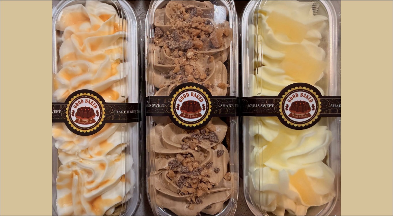 Trio of HIME Treats chiffon desserts topped with soft cream